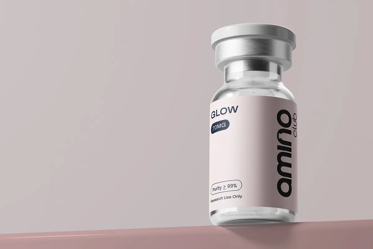 Peptide purity testing: GLOW 70mg vial, Amino Club peptides