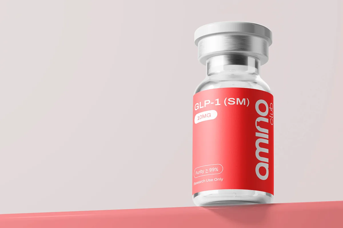 Peptide purity testing at Amino Club: a vial of Amino Club peptides labelled with the batch number that matches its certificate